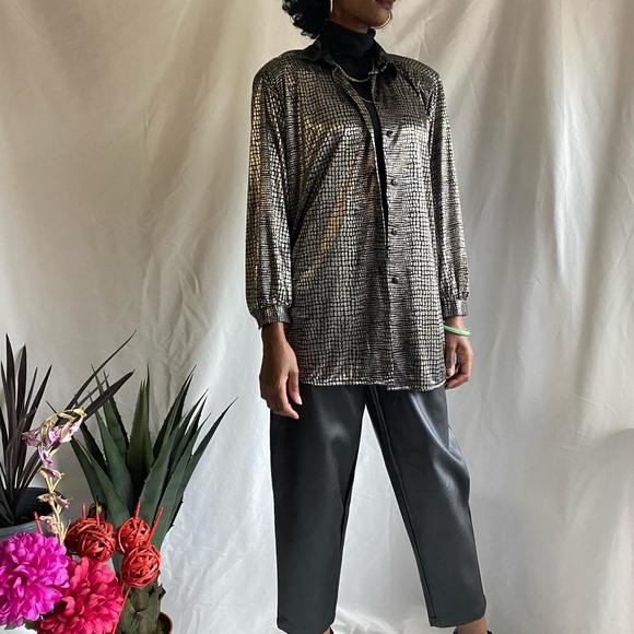 Vintage metallic long sleeve blouse - Picture 10 of 13